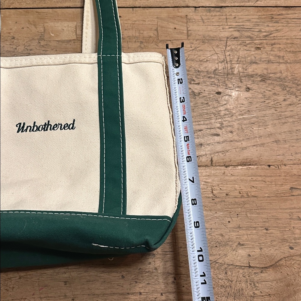 L.L. Bean Small Boat and Tote Zip Top – Green Trim “Unbothered” | Made in USA - Picture 5 of 9